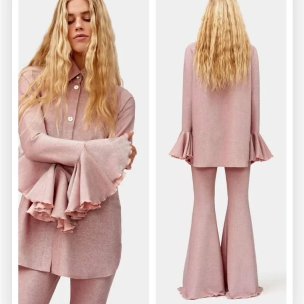 Sleeper Pink Flared Sleeve Jumpsuit